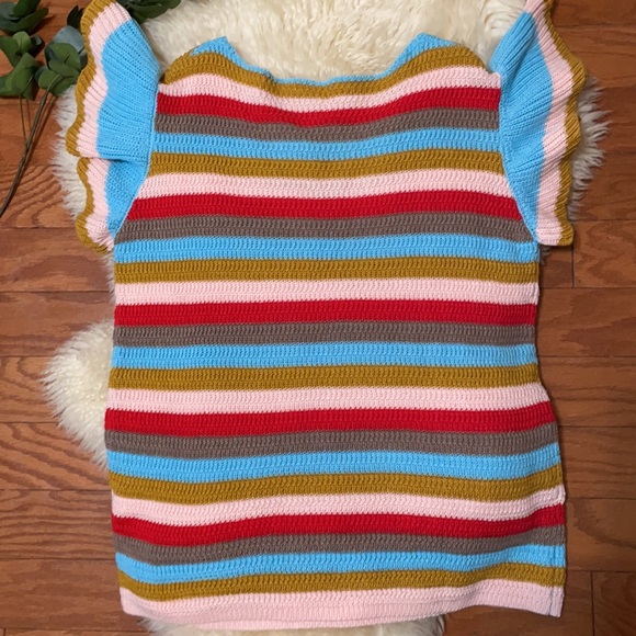 Multi Colored Knit Top with Ruffled Sleeves/Medium/ Lightweight /Great Condition - Picture 7 of 9